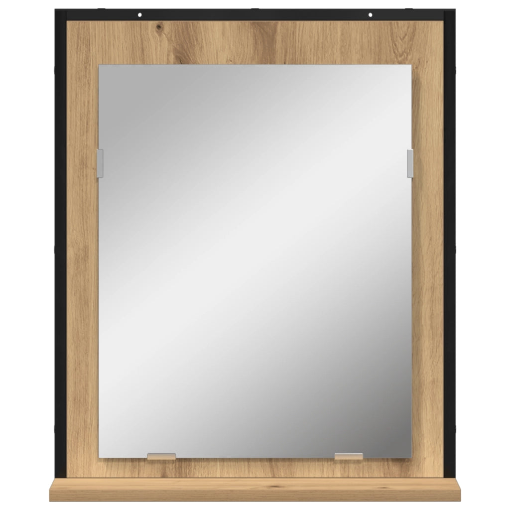Specchio da Bagno  in Rovere Artigianale 50x12x60 cm in Legno Ingegnerizzato