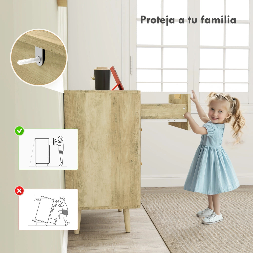 Cassettiera 6 Cassetti Stile Strie Salone Corridoio ¨C Zephmum ¨C 62x35x105 cm Rovere