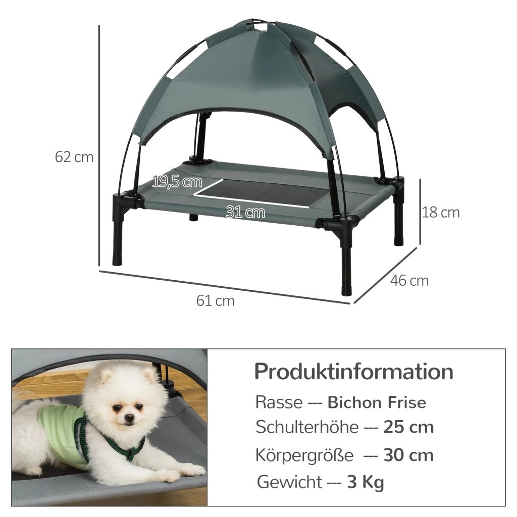 Cuccia per cani rialzata con baldacchino ¨C zephmum ¨C Grigio 61x46x62 cm