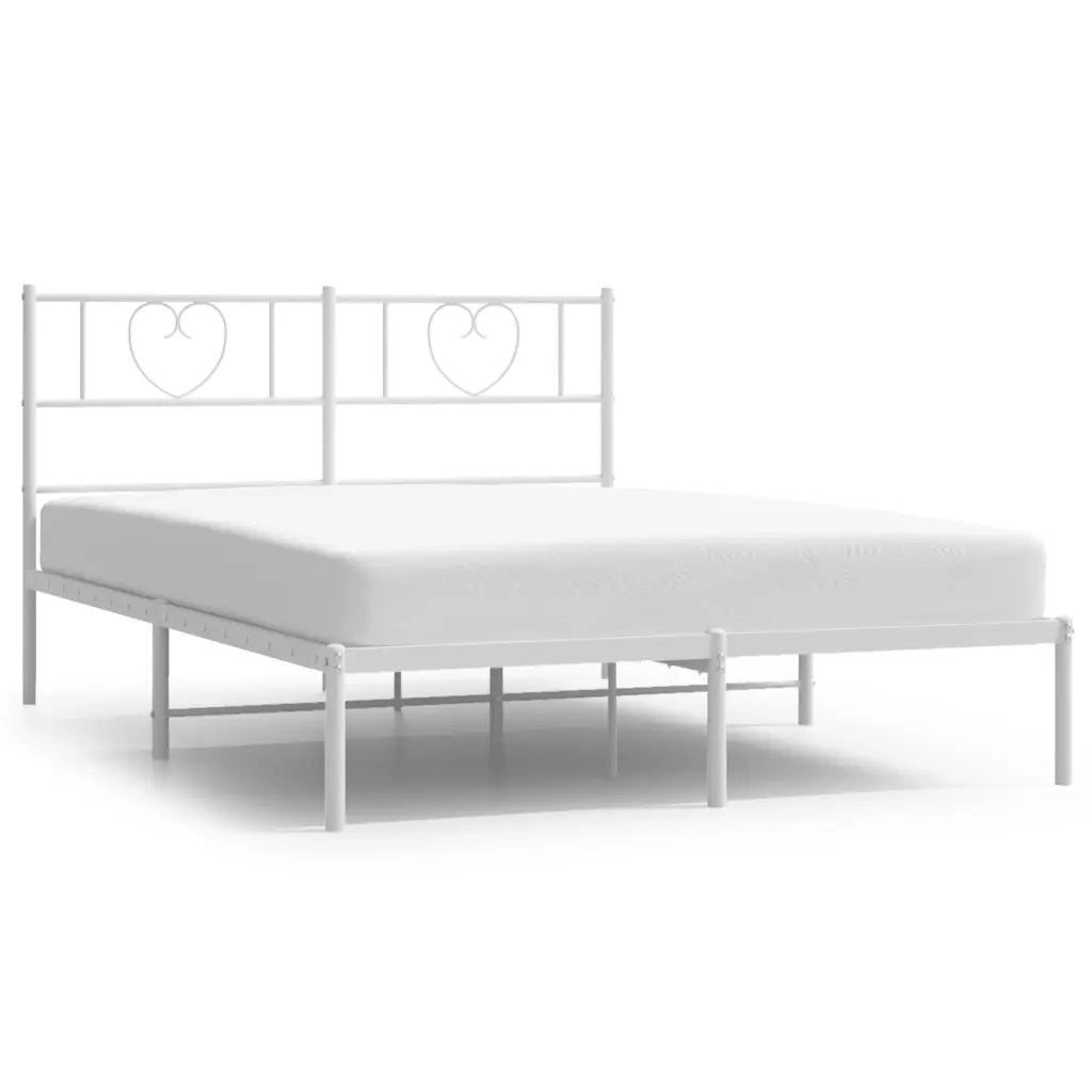 Giroletto con Testiera-Struttura Letto con testiera Metallo Bianco 140x200 cm 694238