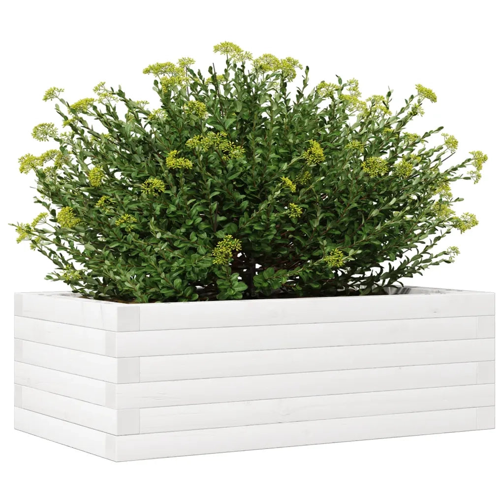 Fioriera da Giardino Bianca 70x40x23 cm Legno Massello di Pino 847219