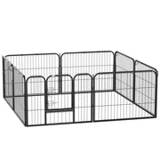 Recinto per Cani a 8 Pezzi Modulabili per Interno ed Esterno 80x60 cm in Acciaio  Nero