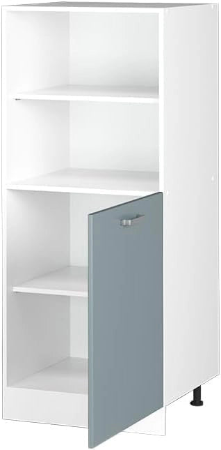 Dispensa universale R-Line, Grigio-blu, 60 cm con ripiani aperti e anta, per la conservazione di utensili domestici e per la pulizia