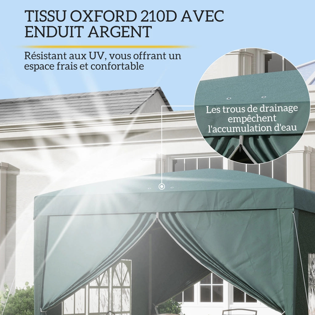 Gazebo pieghevole 3x3 m ¨C Xylo ¨C verde con finestre e borsa trasporto