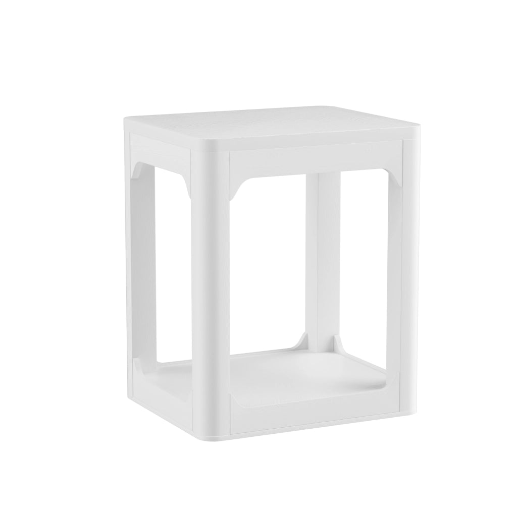 Set di 2 tavolini laterali a 2 ripiani in MDF bianco