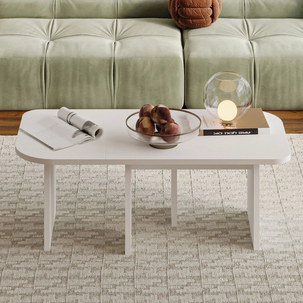 Set di tavolini in legno "Iris" - 90 x 45 x 35 cm - Bianco
