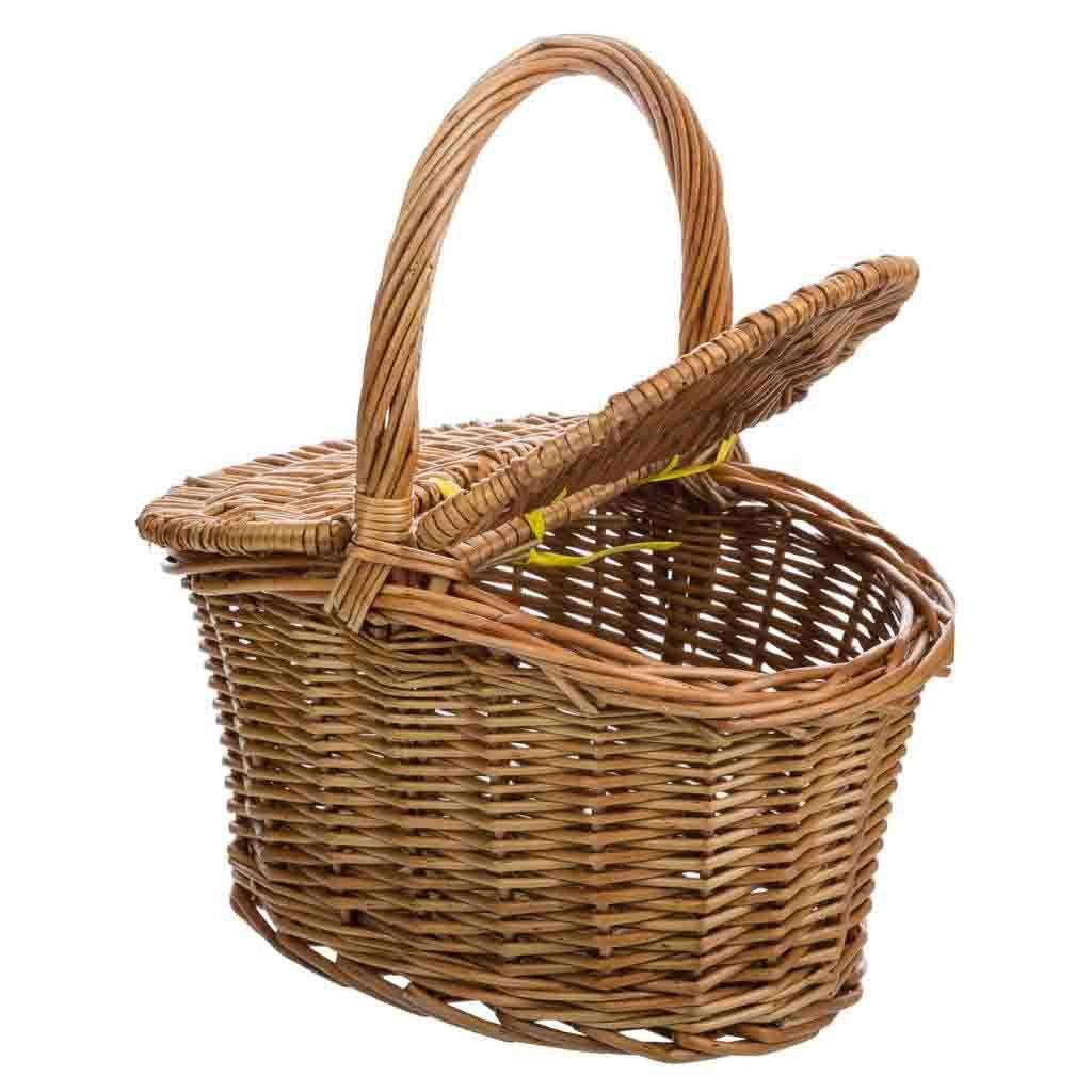 Cesto in vimini marrone con coperchio 25x17x13/27h