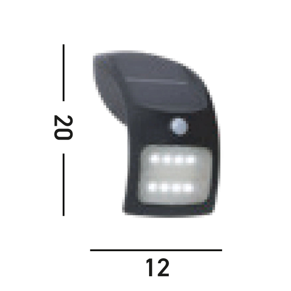 Applique Moderna Solare Policarbonato Nero Bianco Led 1,8W 3000K