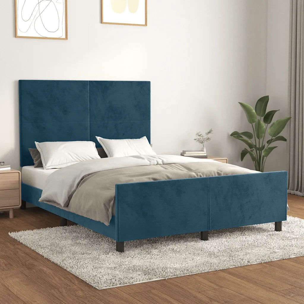 Giroletto senza Materasso Blu Scuro 140x200 cm Velluto