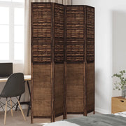 Divisorio Ambienti | Divider per stanze | Paravento 4 Pannelli Marrone Scuro Massello Paulownia