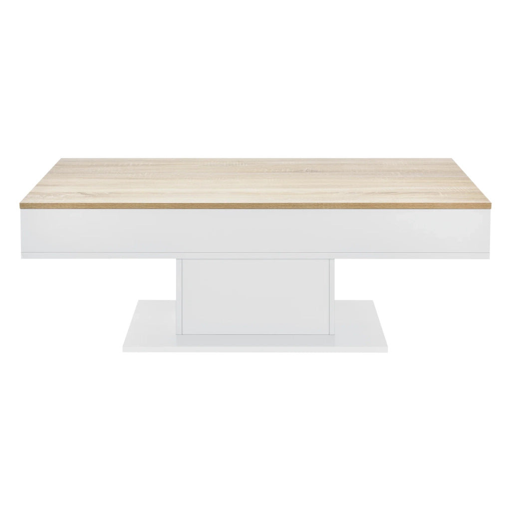 Tavolino con 2 vani portaoggetti 110 cm effetto rovere bianco 03_0006148