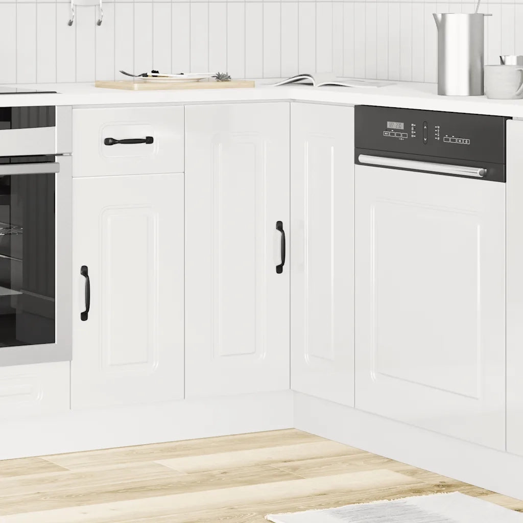 Mobile Base ad Angolo Cucina Kalmar Bianco Lucido in Truciolato 853509