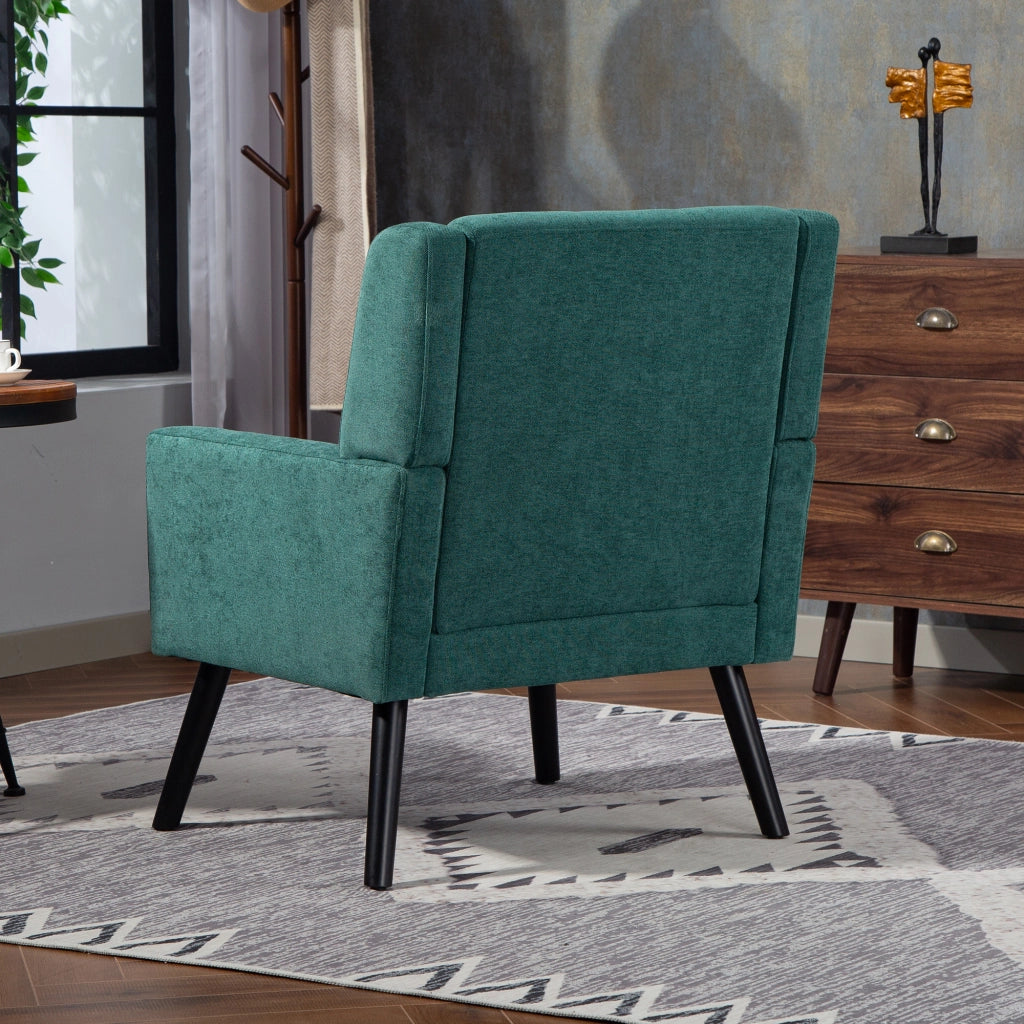 POLTRONA Imbottita 68x29,5x67 cm Verde Retrò in lino e legno massello