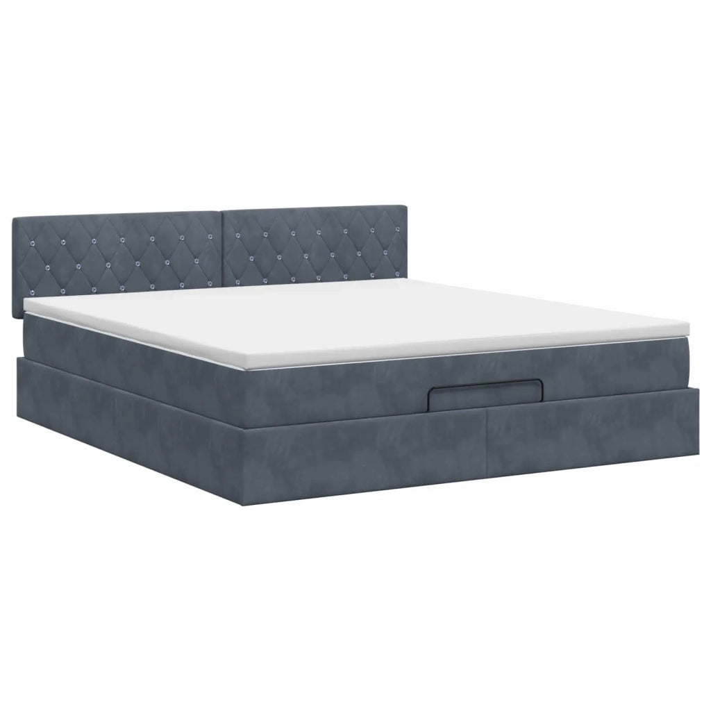 Letto ottomano con materasso Grigio Scuro 140 x 190 cm Velluto 3456484