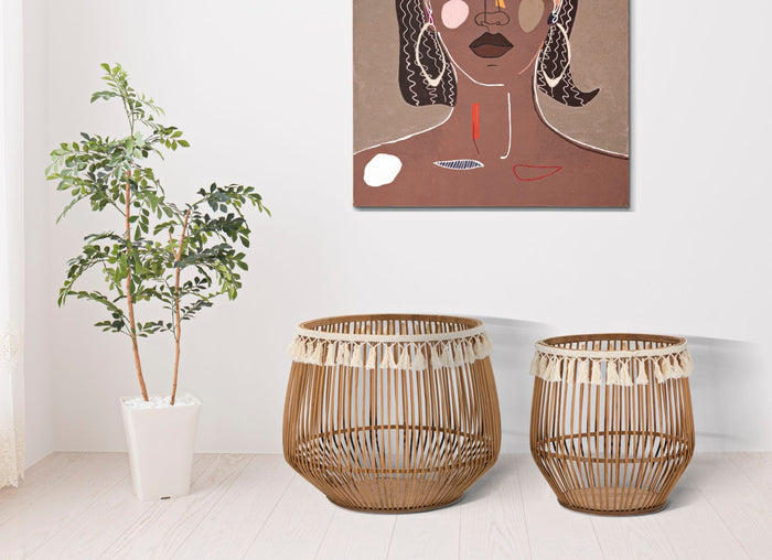 Set 2 Cestoni Fuji Ø 47x39,5-34x36,5 cm in Rattan