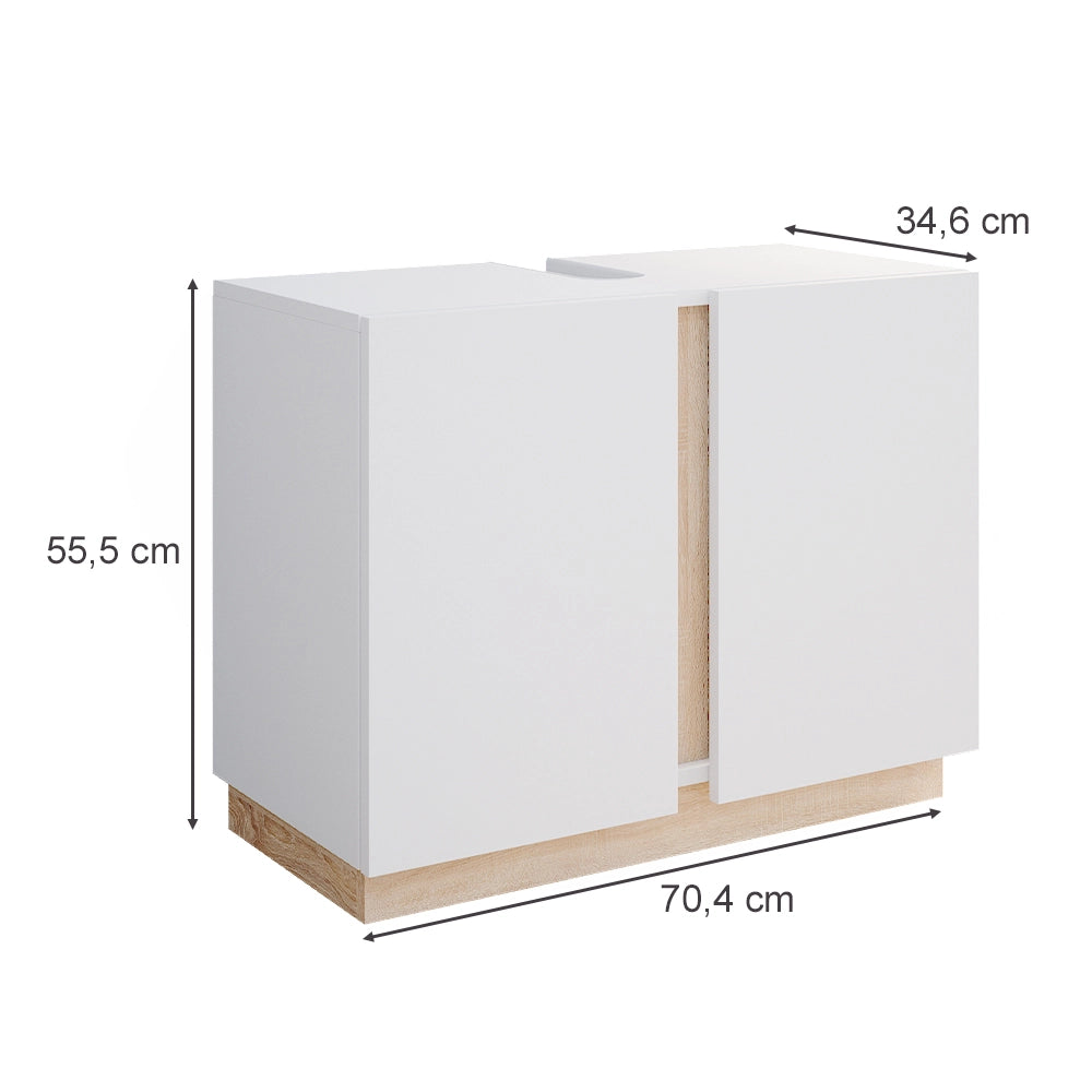 Vicco Mobile sottolavabo per bagno Bianco 70.4 x 55.5 cm con 2 porte