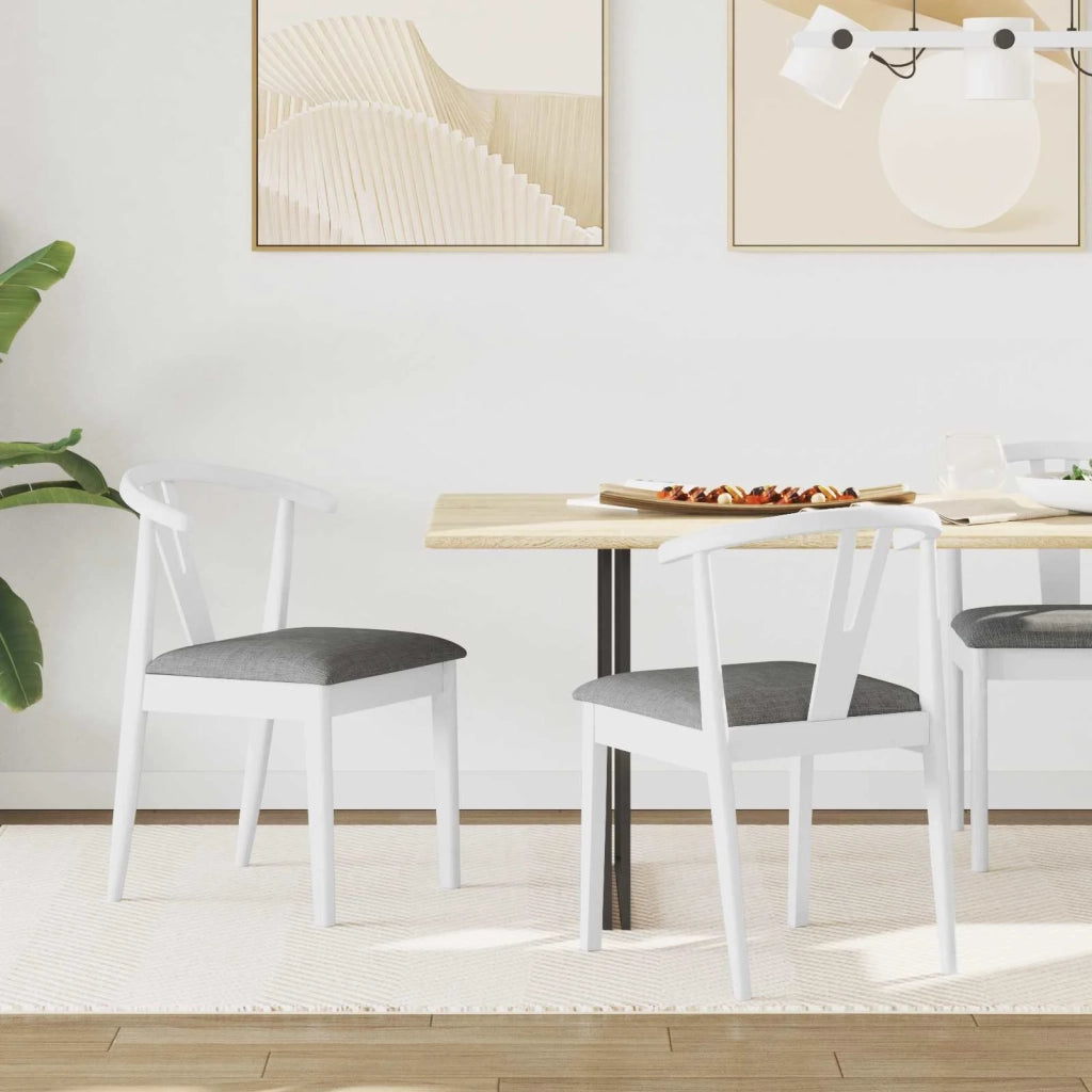 Sedia da pranzo 2 pcs Bianco e Grigio Legno di gomma solido 42020406