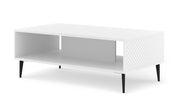 TAVOLINO DA CAFFÈ RAVENNA PC DIAMOND MDF HG 90x60 BIANCO OPACO BIANCO LUCIDO GAMBE IN METALLO NERO