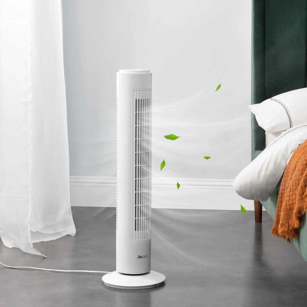 Ventilatore a Torre 73 cm Silenzioso con 3 Velocitá e Modalitá Oscillante Motore da 50W - Bianco