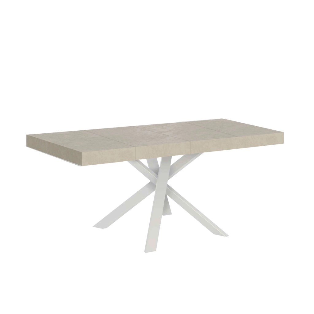 Tavolo allungabile 90x90/194 cm Clerko Premium cashmere gambe bianche