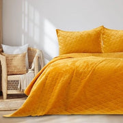 Biancheria da letto in lusso di velluto - Giallo miele 200x220 cm - Allergenico e soffice