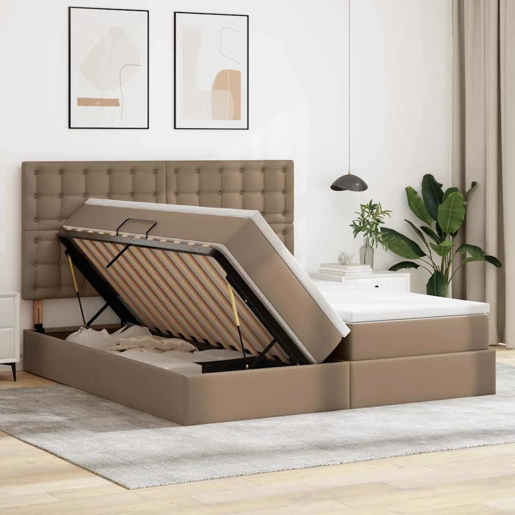 Letto con contenitore e LED Cappuccino 180 x 200 cm