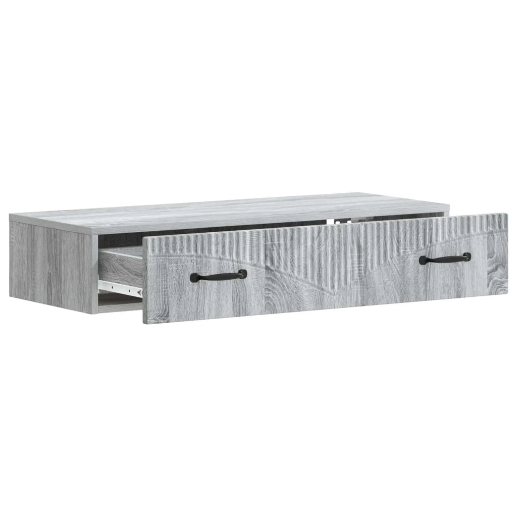 Tavolino da Parete Laterale Grigio Sonoma 87,5 x 34,5 x 17 cm