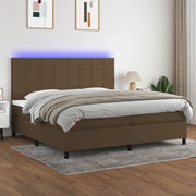 Letto a Molle Materasso e LED Marronescuro 200x200cm in Tessuto 3134904