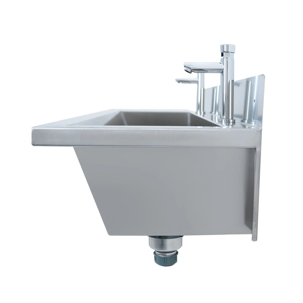 Lavabo a Canale 120 cm (1200 mm) Acciaio Inox a Parete con Rubinetti Push