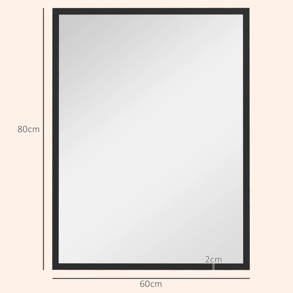 Specchio da Parete 80x60 cm ¨C zephmum ¨C Cornice in Legno Nero