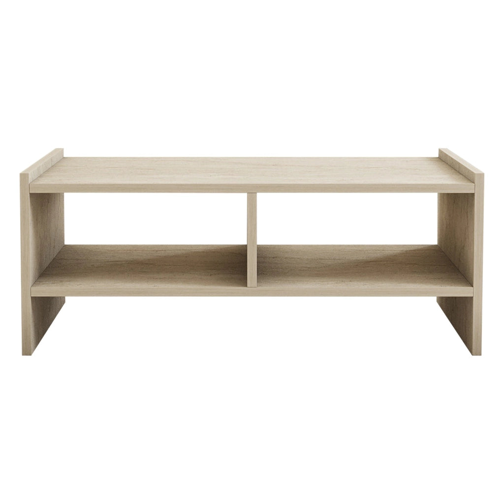 Oria, Tavolino da Salotto 2 Vani, 90x50x35h cm Beige Marmo