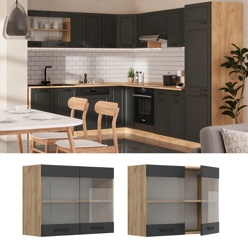 Vicco Mobile da cucina in vetro Antracite casa di campagna 80 cm