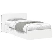 Letto singolo | Letto per adulti | Telaio del letto con storage con testiera Bianco 80 x 200 cm