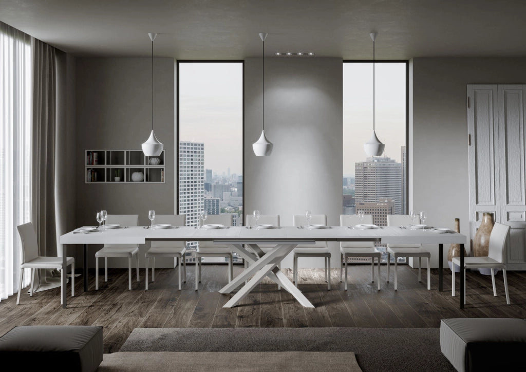 Tavolo Allungabile 200-460x90x77 cm Volantis Bianco Frassino Telaio Bianco