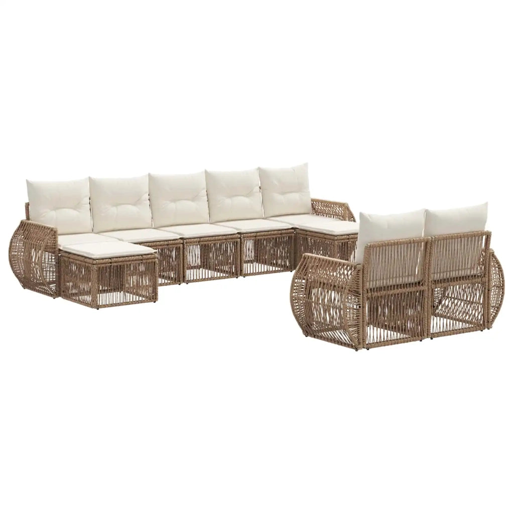 Set Divano da Giardino 9 pcs Beige e Bianco Crema polyrattan 3435546