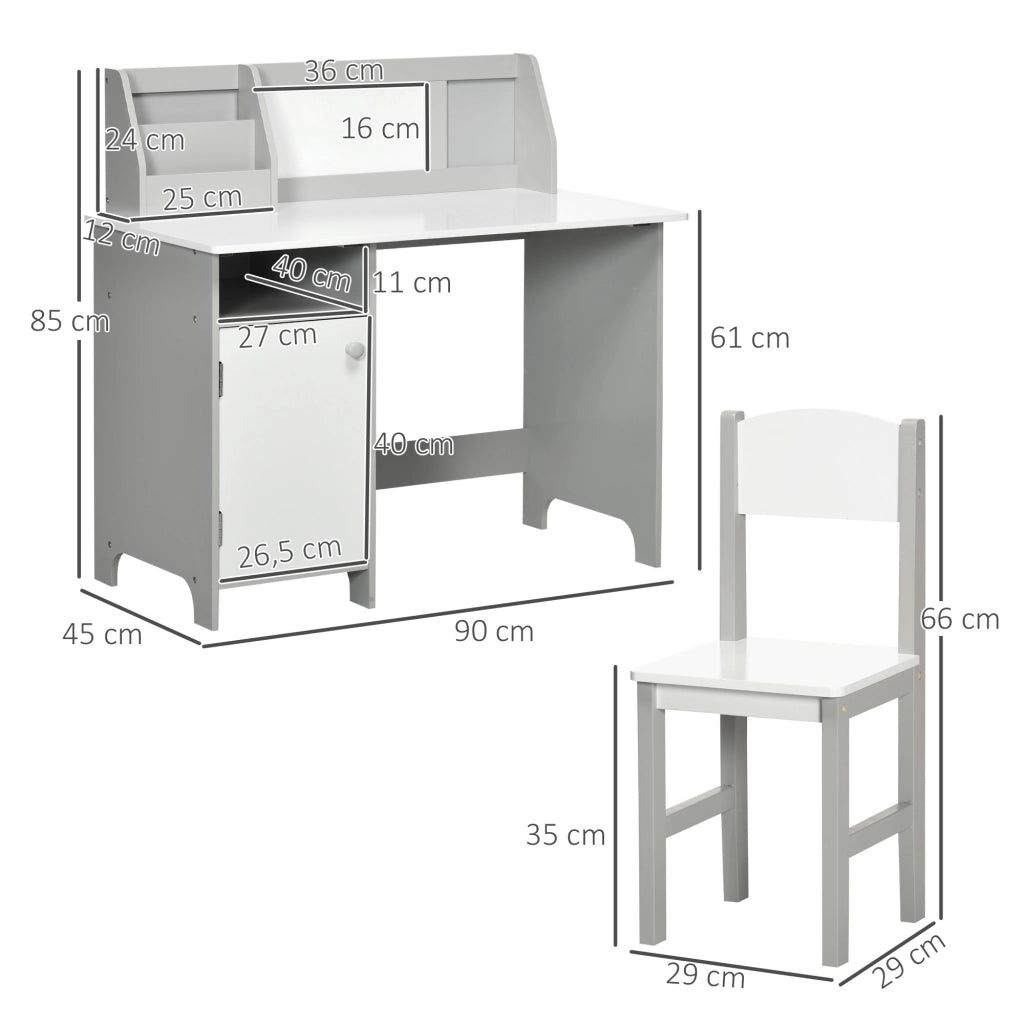 Tavolo da pranzo per bambini con lavagna ¨C zephmum ¨C 90x45x85 cm Grigio