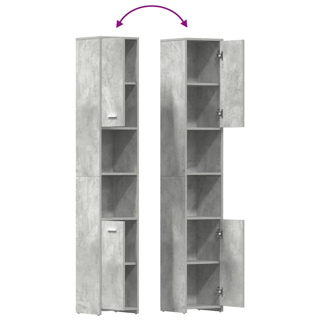 Elegante mobiletto contenitore per il bagno 30 x 30 x 183,5 cm legno composito grigio cemento 02_0047717