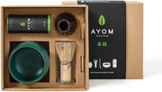 Set di Tè Verde Tradizionale di Alta Qualità - Set Completo per Principianti - Biologico - 30g + Ciotola + Coperchio + Martello + Sostegno + Pennello