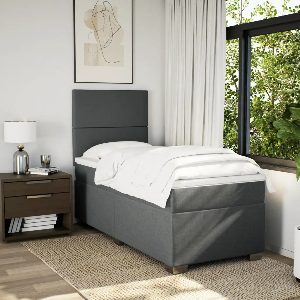 Giroletto a Molle con Materasso Grigio Scuro 90x200 cm Tessuto 3292665