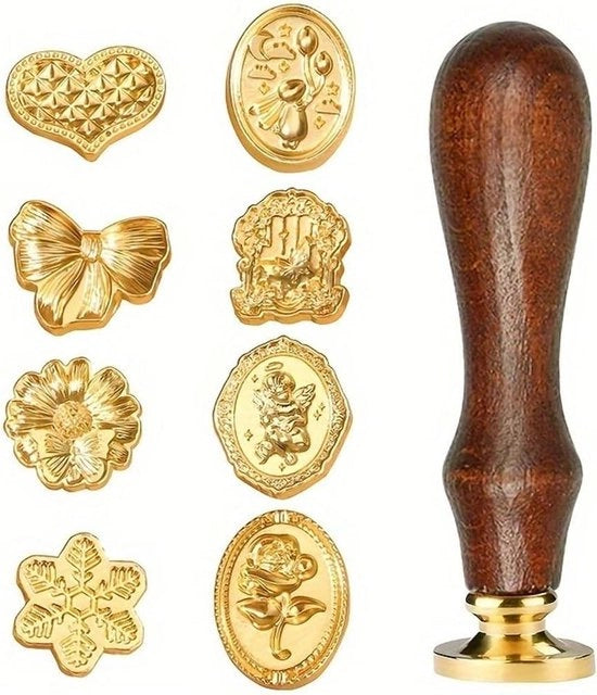 Set di timbri per confezione di carta da 8 con maniglia in legno - Ideale per DIY cartoline e decorazioni di matrimonio