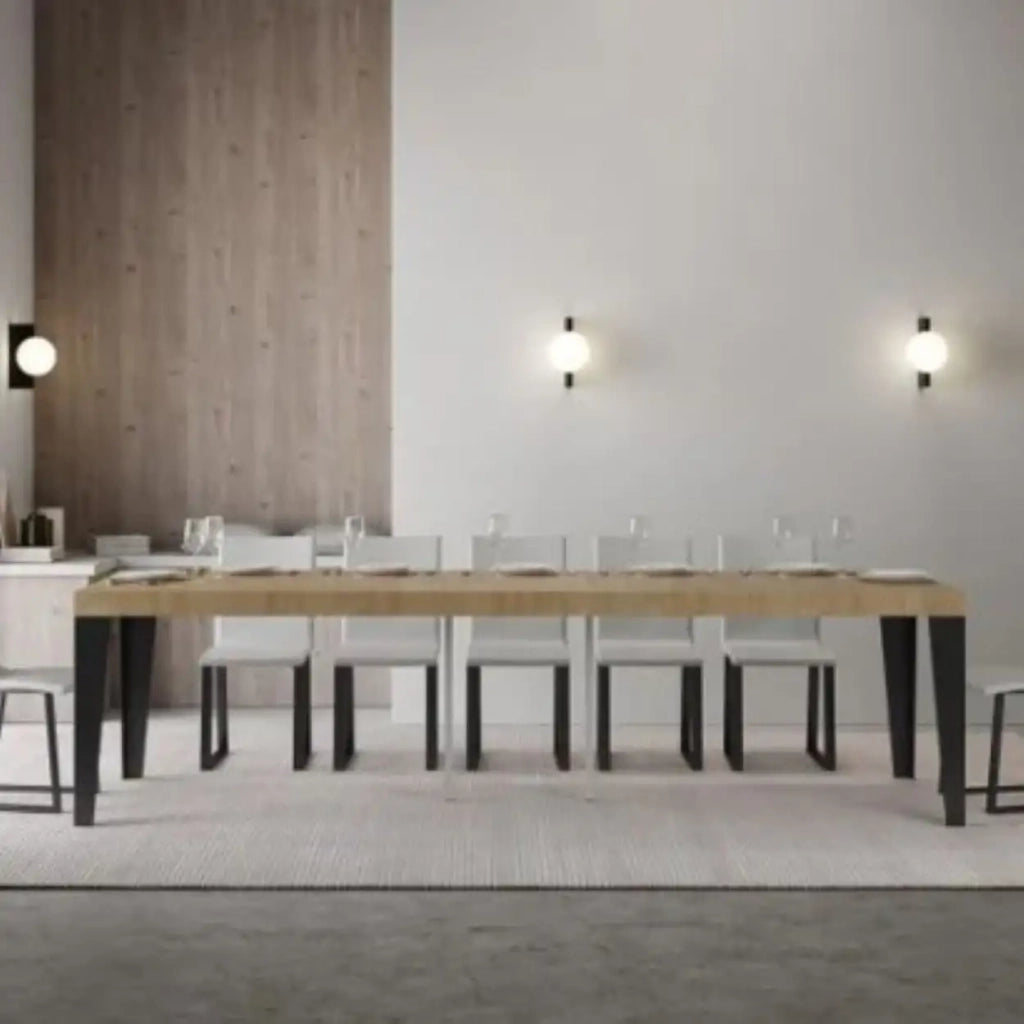 Consolle allungabile 90x40/300 cm Flame Premium quercia natura gambe antracite