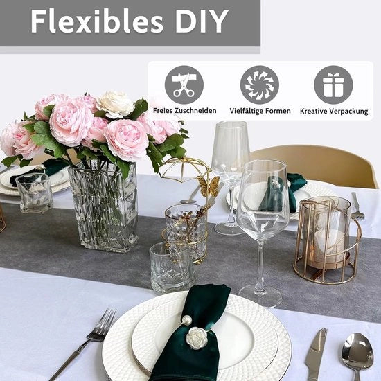 Tappeto decorativo non tessuto grigio per feste e matrimoni 30 cm x 25 m