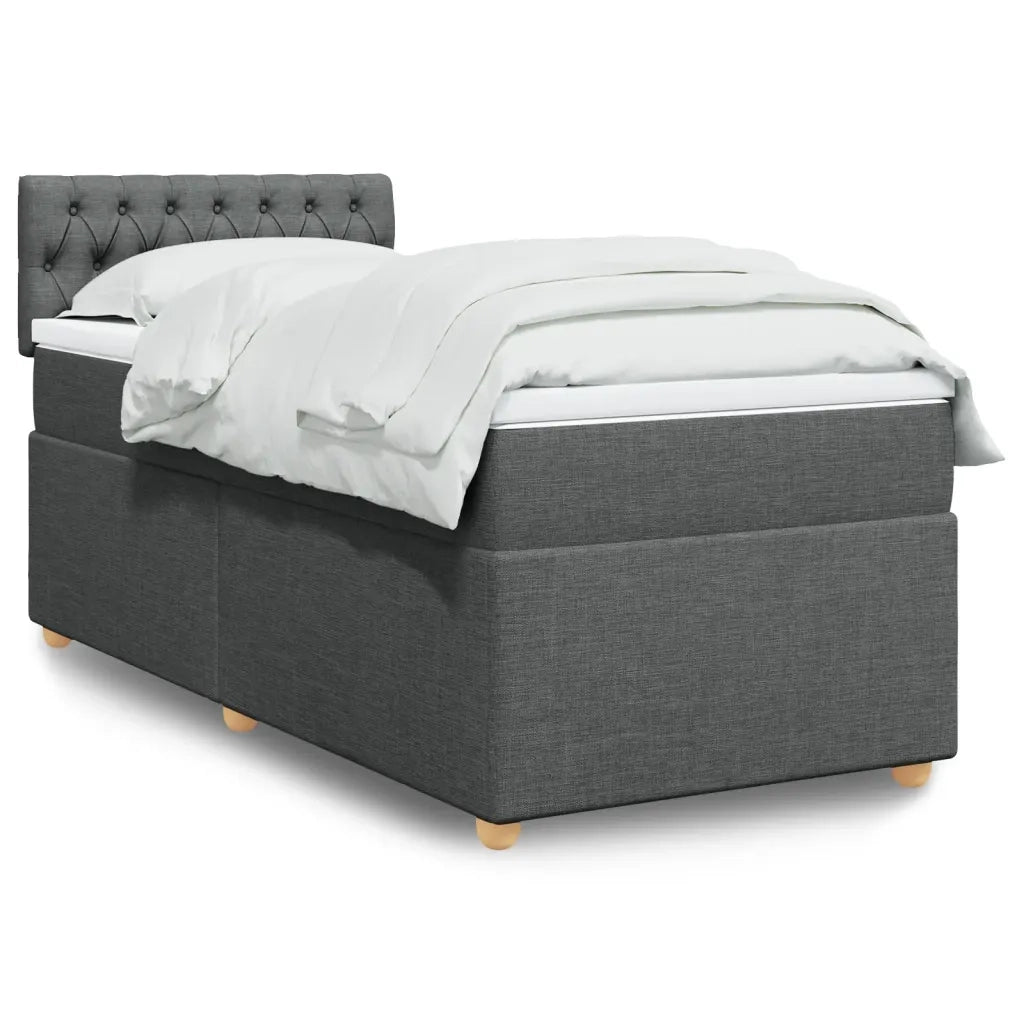 Letto singolo | Letto per adulti | Giroletto a Molle con Materasso Grigio Scuro 80x200 cm Tessuto