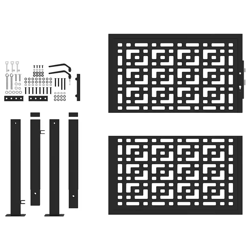 Cancello da giardino nero 100x100 cm in acciaio con design a croce 4100999
