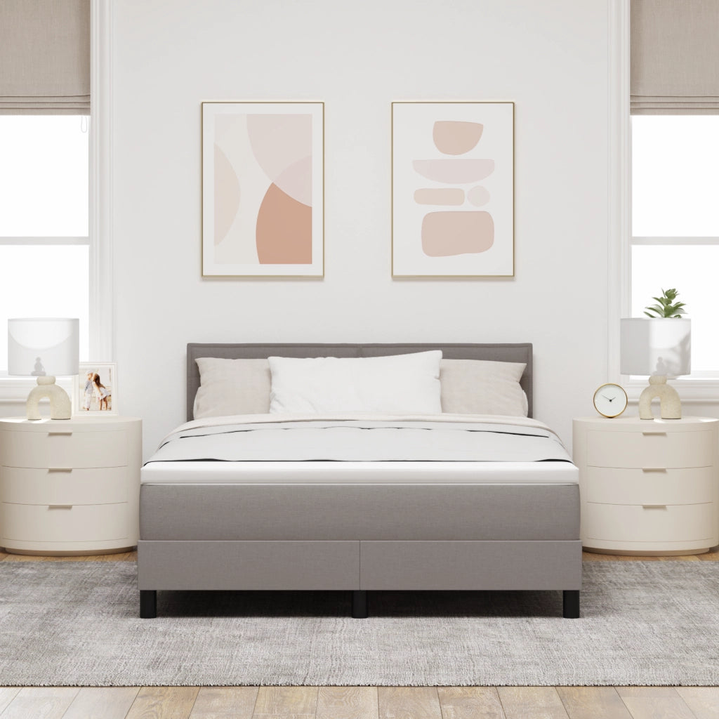 Letto con Box Spring e materasso & LED taupe 140x190 cm in tessuto