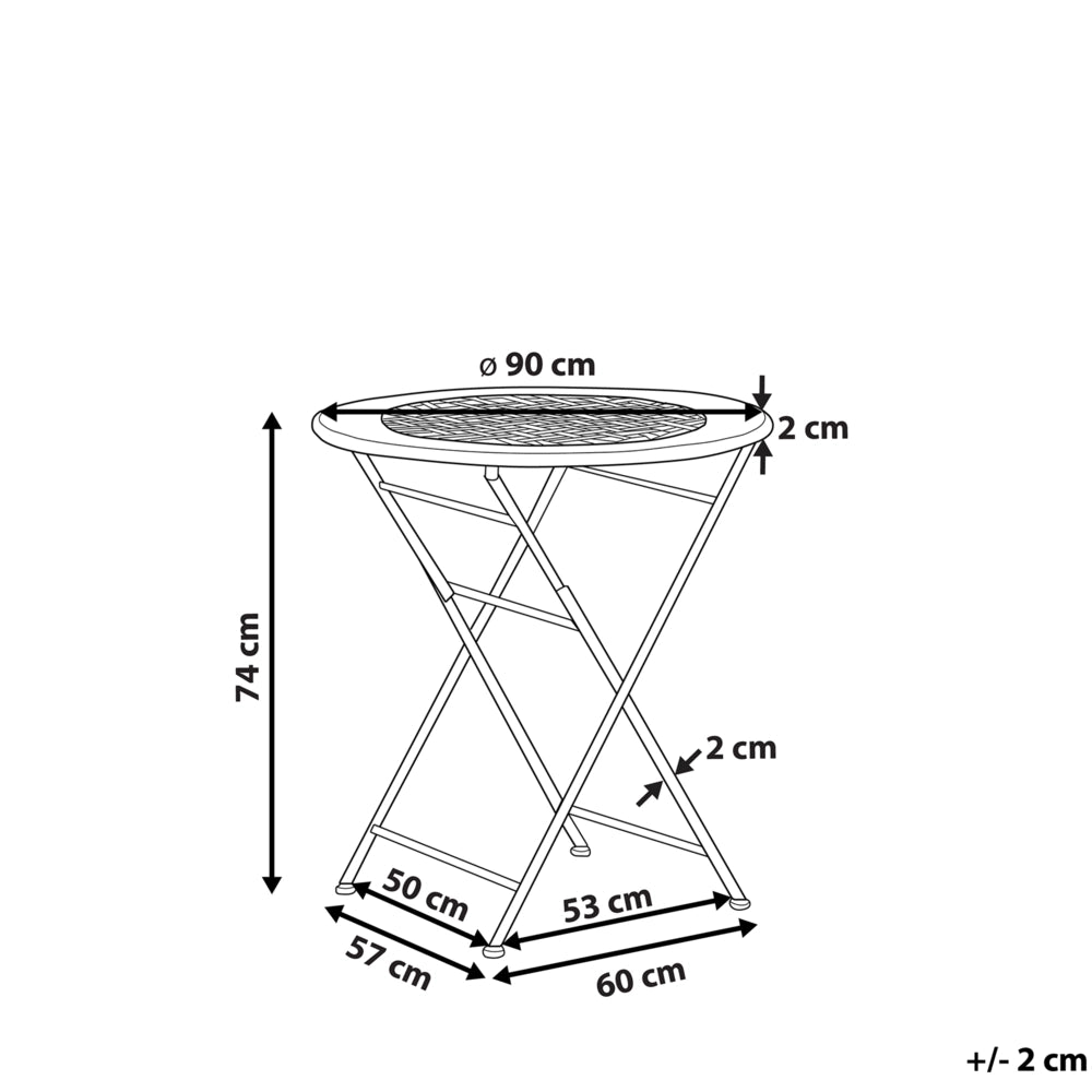 Tavolino da Giardino Bistro Pieghevole ø 90 cm in Metallo Bianco Sporco