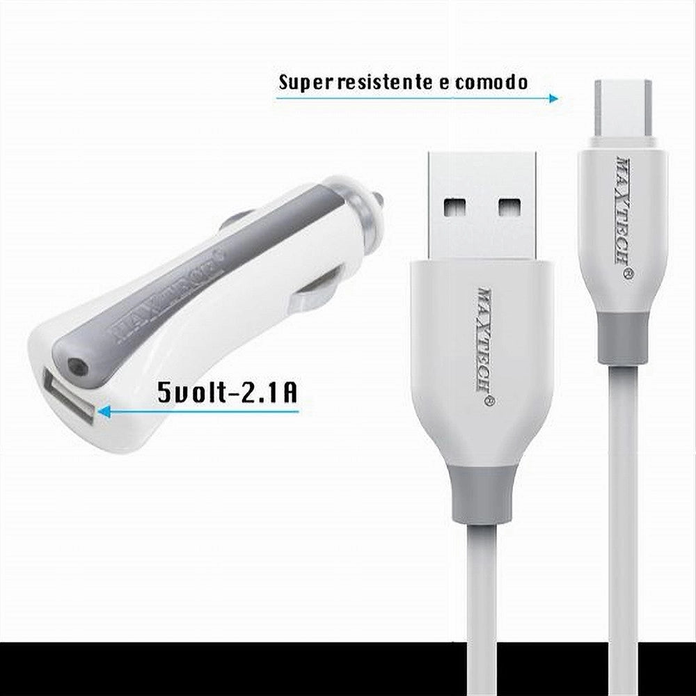 Trade Shop - Kit Caricatore Carica Batterie Auto Con Cavo Micro Usb 1mt 10watt Ma-s02 Maxtech -