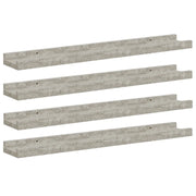 4 pz Mensole da Parete | Scaffali a Parete | Ripiano a parete Grigio Cemento 60x9x3 cm