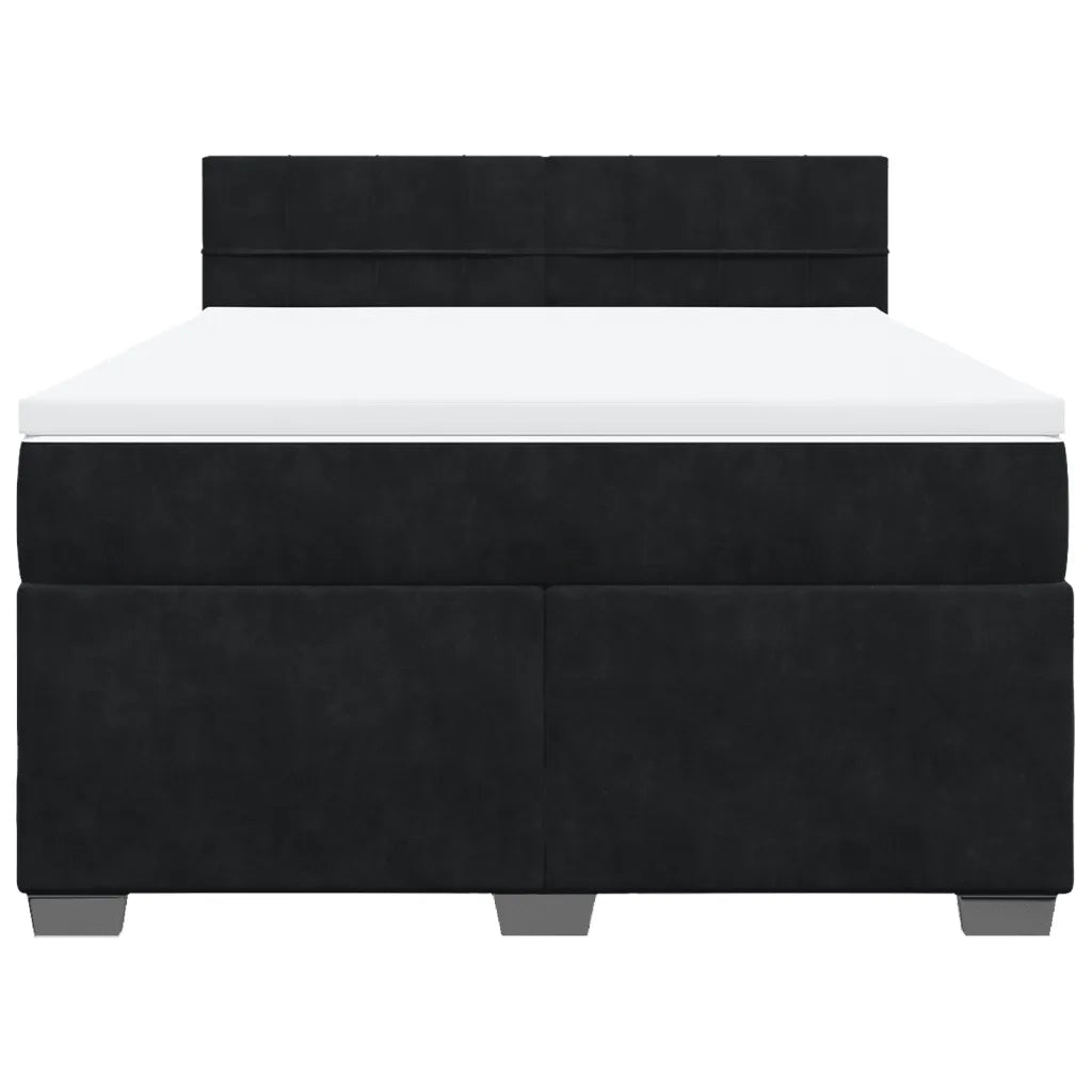 Giroletto a Molle con Materasso Nero 140x200 cm in Velluto