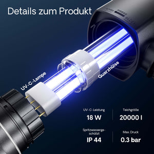 CUV-218 Chiarificatore UVC per laghetti 18W Sterilizzatore acqua
